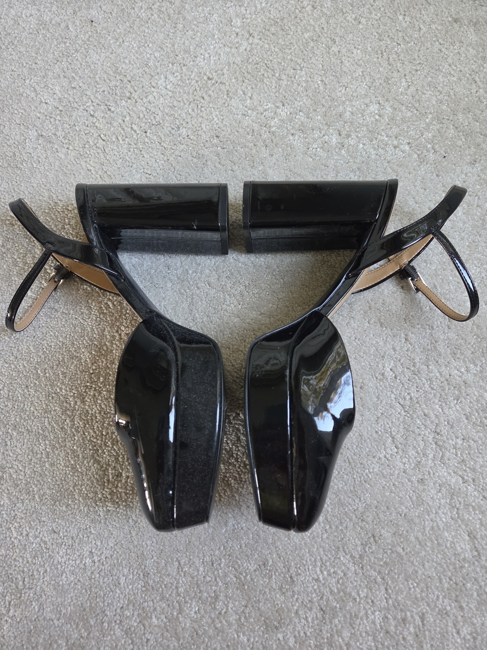 Marc Fisher Black Patent Square-Toe Slingback Heels Size 10 - Picture 2 of 7
